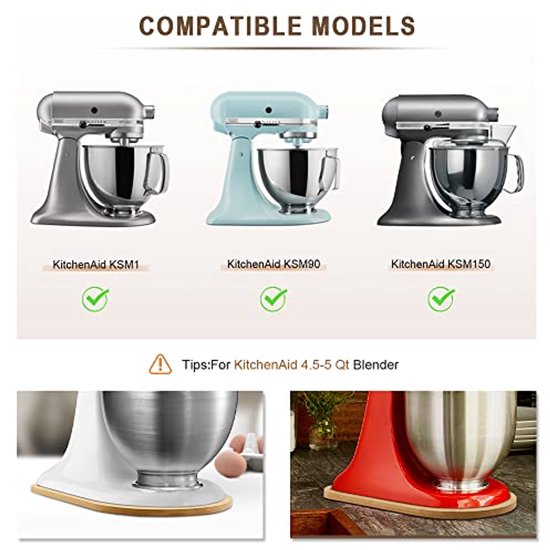 Bamboe Glijplank voor Keukenmachines 4.5-5 Qt - Verschuifbare Onderlegger voor Mixers van Merkloos — afbeelding 3