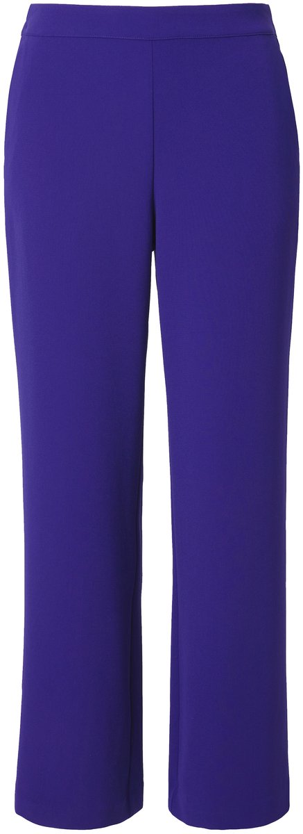 Ulla Popken - Dames - Pantalon wijde rechte pijp elastische tailleband - Inktblauw - Maat 44