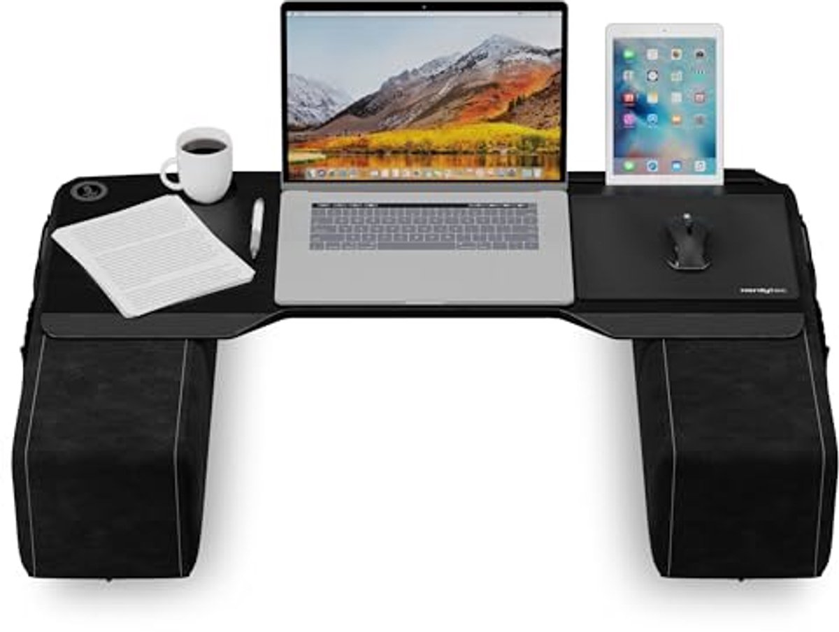 Ergonomische Lapdesk voor Notebook en Draadloze Apparatuur - Extra Brede Bankbureau met Kussens en Opbergruimte - Geschikt voor Bank en Bed