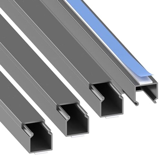 Platte Design aluminium kabelgoot in antraciet zijdemat RAL7016 zelfklevend 50mm x 15mm Alunovo Kabelbeheer Kabelgeleiding nieuw product 2020 (Lengte:80cm