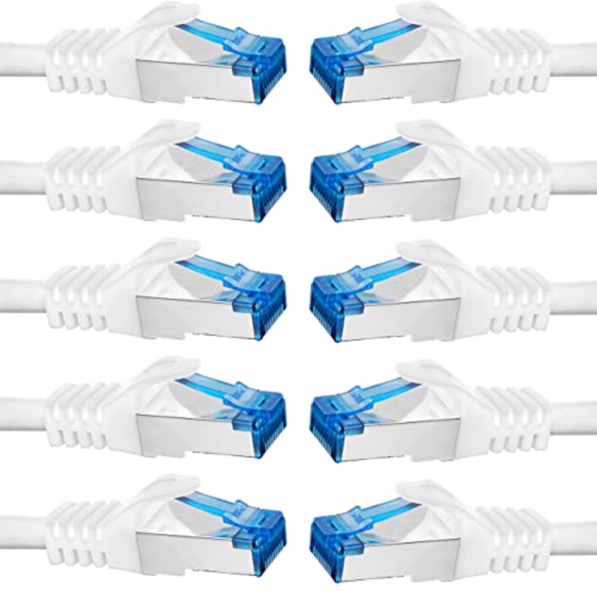 Image of 10 Stuks 0,25 m CAT.7 Gigabit Patchkabel - Ethernet LAN DSL-kabel - Hoge Snelheid tot 10 Gbps - Wit