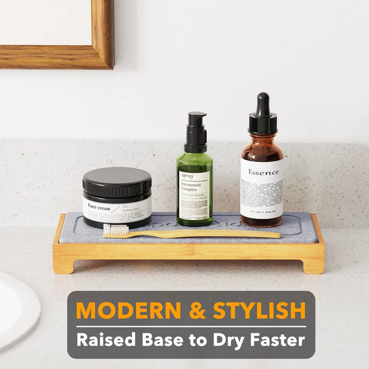 Instant Droog Keuken Spons Houder en Zeephouder Organizer - Bamboo Grijs