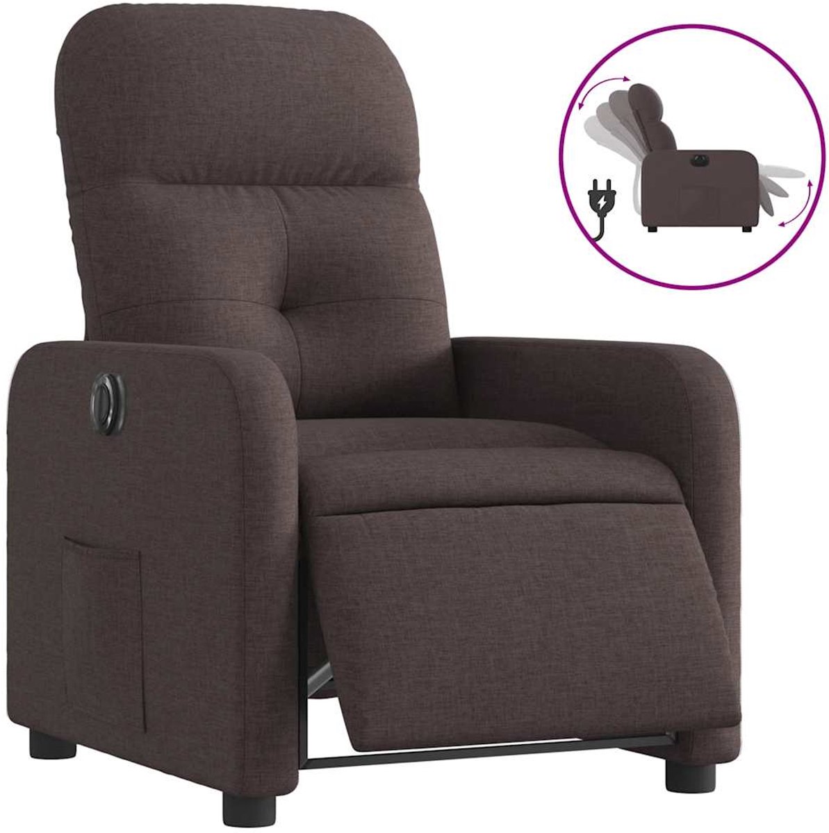 vidaXL Fauteuil - verstelbaar - elektrisch - stof - donkerbruin