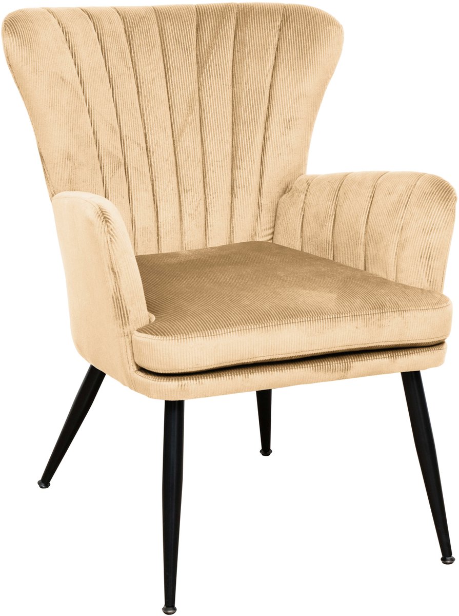 SVITA SANSA fauteuil - woonkamer corduroy hoes leesstoel moderne gestoffeerde stoel met armleuning lounge stoel beige