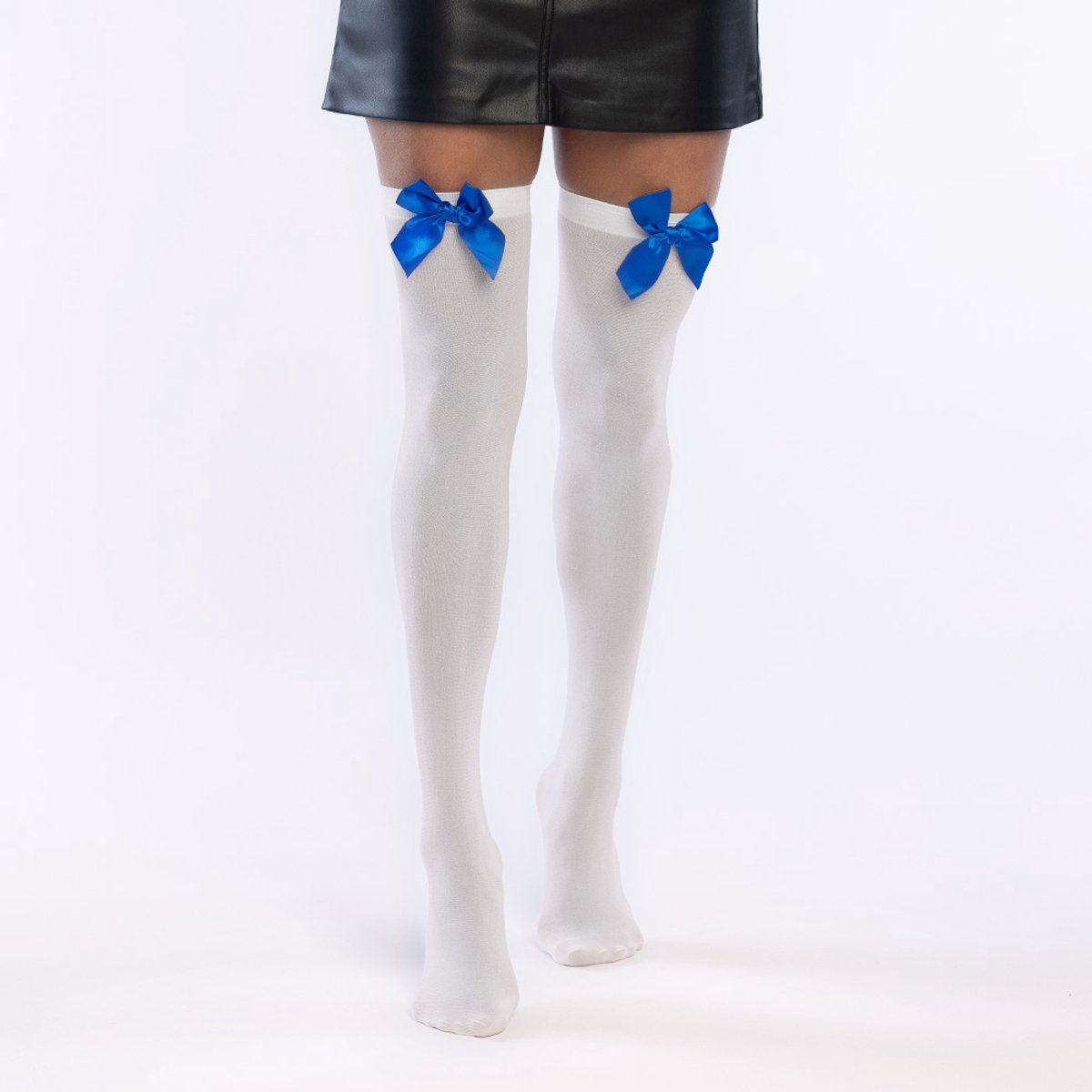Boland - Paar kousen Bow wit/blauw Wit - Volwassenen - Vrouwen - Niet van toepassing - Sexy