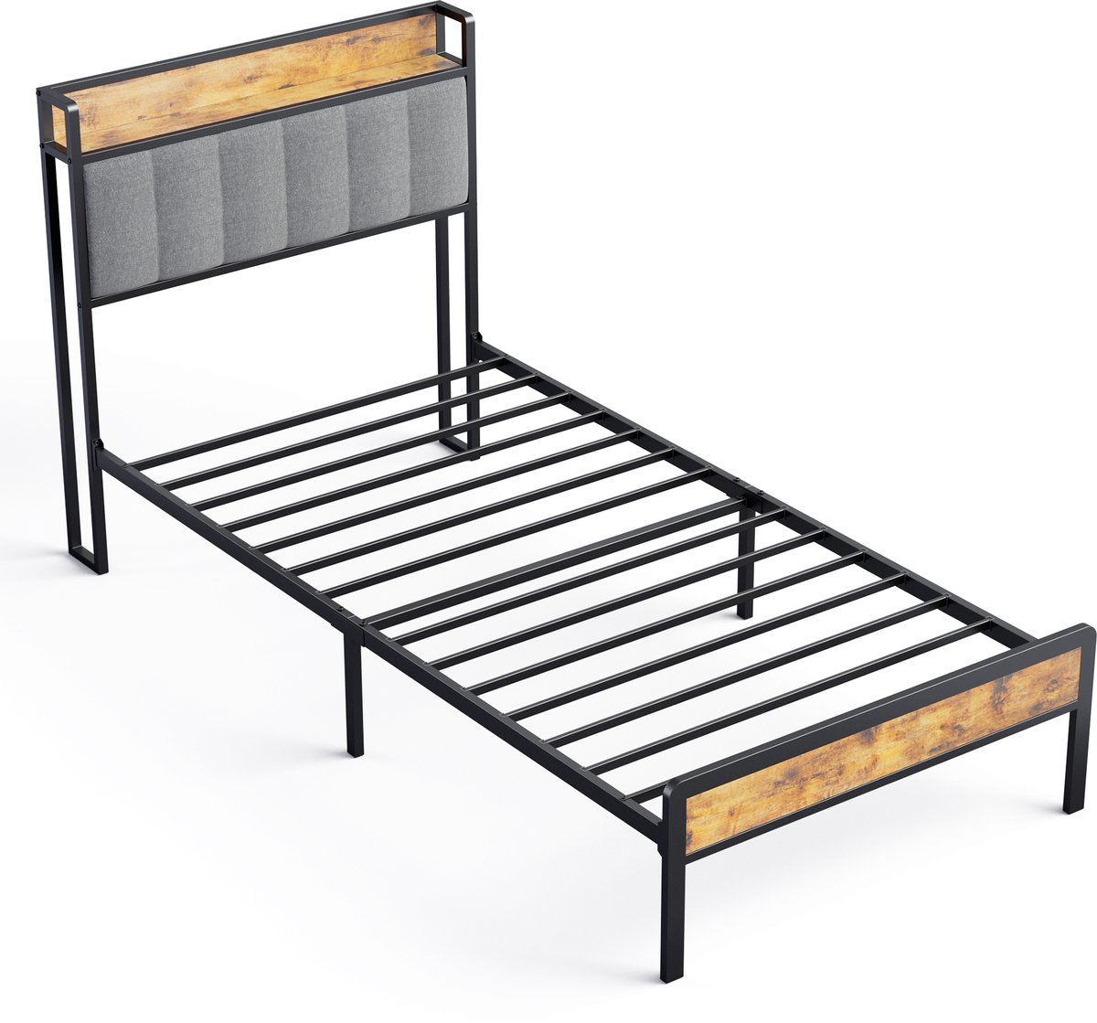 Xbro Bed 90 x 200 cm met Hoofdbord en Metalen Bedbodem, Eenpersoonsbed met 35 cm Opbergruimte, Gemakkelijk te Monteren — cadeau in Cadeau-ideeën - foto 8