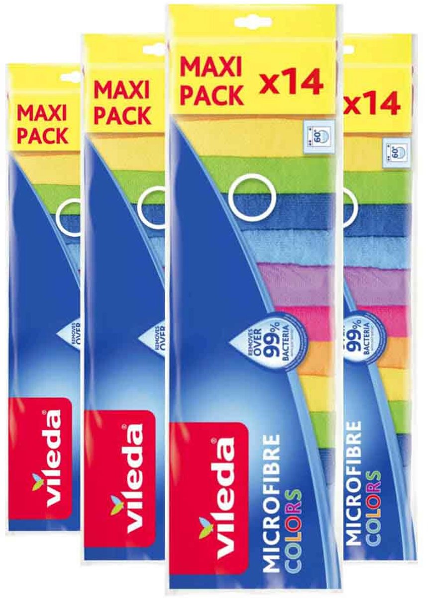Vileda Microvezeldoek Colors - 4 x 14 stuks - Voordeelverpakking