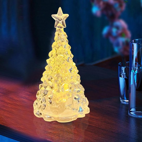 Nachtlampje - Bureaulamp - Nachtlampje volwassenen - Nachtlampje kinderen - Kerstboom Nachtlampje - Acryl Tafellamp - Warm Led-licht, Inclusief 50 * AG13 Knopcelletjes - Compact & Decoratief (10,5×10,5×5,5 cm) van ToiLight — afbeelding 2