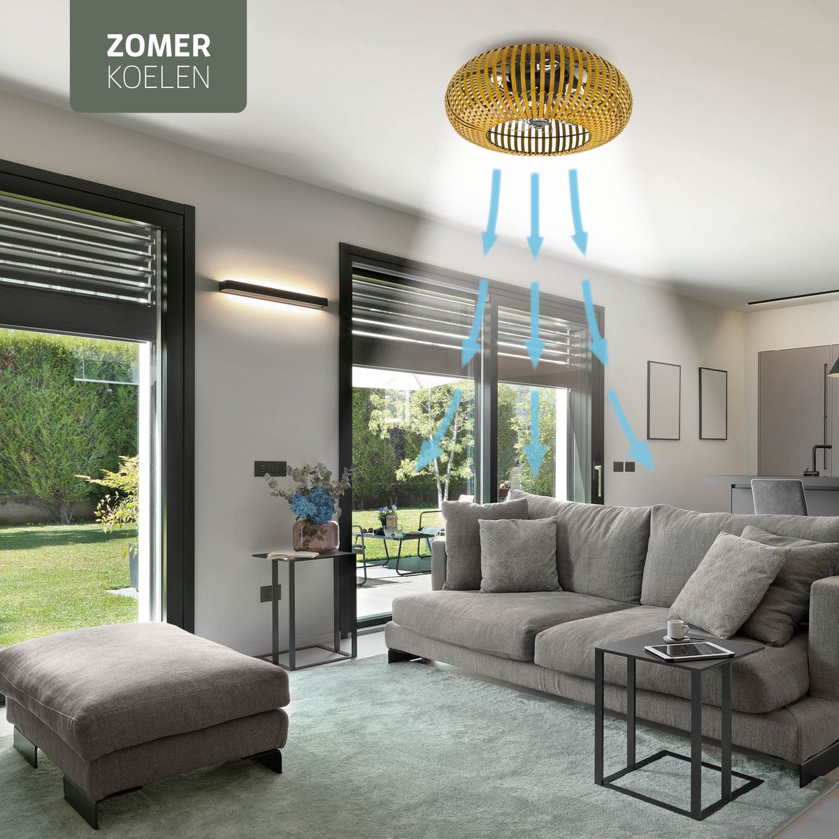 Varin Smart Plafondlamp met ventilator - Bamboe thumbnail 5