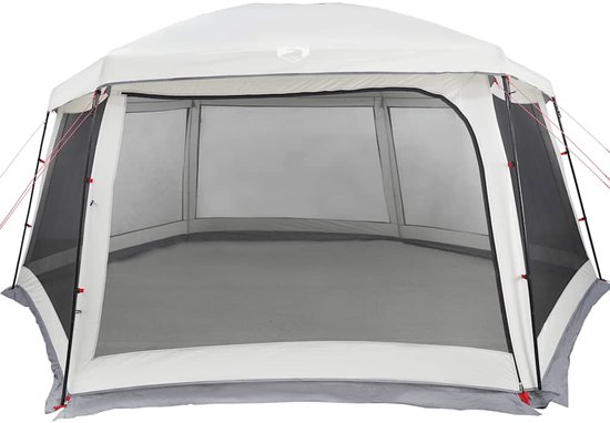vidaXL - Zwembadtent - met - uitneembare - buiten- - gaaswanden - 618x532 - cm - grijs van Merkloos — afbeelding 5
