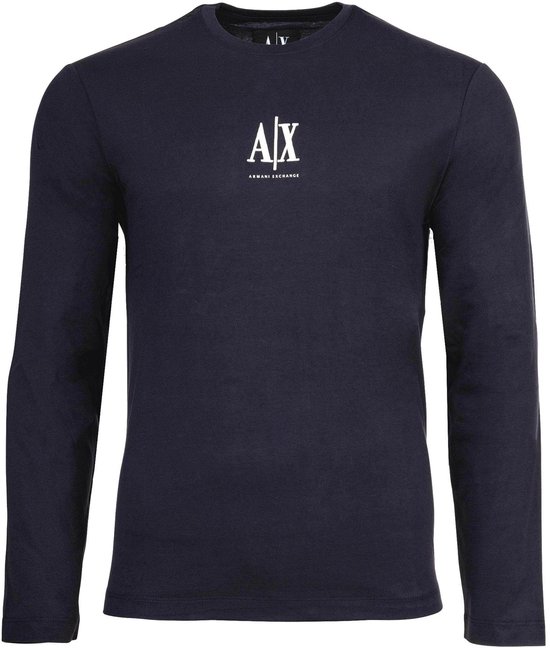 Printed Long Sleeve Round Neck Knitwear - Blue Shirts