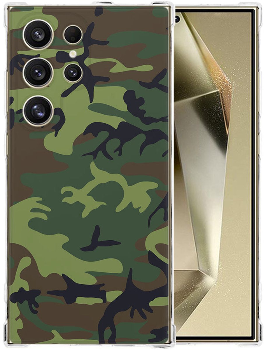 Samsung Galaxy S25 Ultra Hoesje - Army Dark TPU Antishock