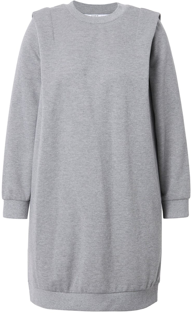 Studio Untold - Dames - Sweatjurk oversized ronde hals lange mouwen - Grijs melange - Maat 46+