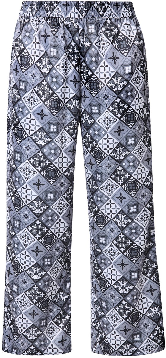 Angel of Style - Dames - Broek wijde pijpen satijn met opdruk - Sneeuwwit - Maat 60
