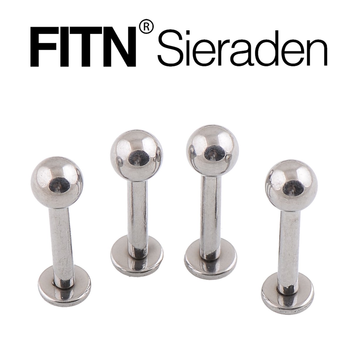 FITN-TLBTB-Titanium Labret Oorpiercing-Zilver Kleurige-1.2*10*3mm-Barbell Lichaamspiercing Oor Piercing met een Balletjes