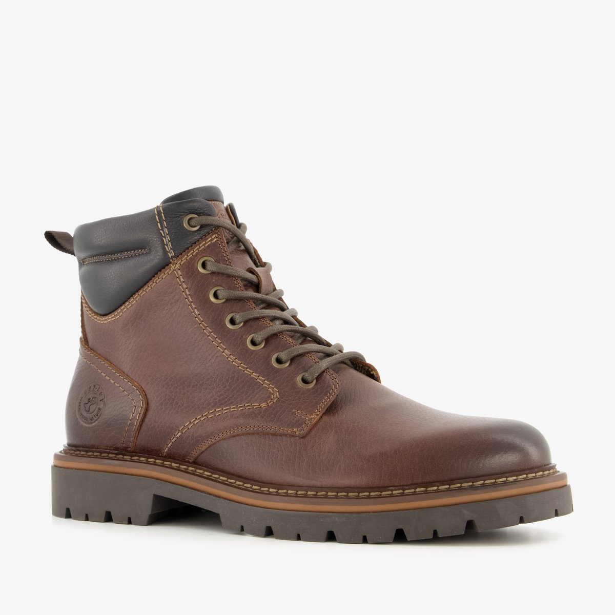 Output leren heren veterboots bruin - Maat 42