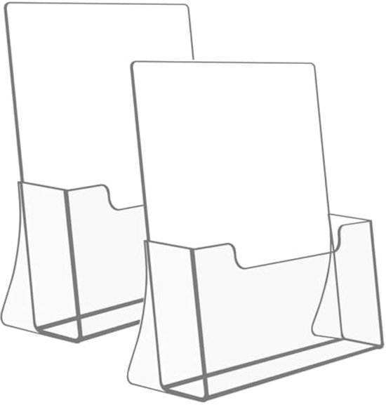 Présentoir à brochures en Acryl, support à dépliants sur pied, support transparent pour Acryl , présentoir en plastique pour magazines, dépliants, brochures, Menu, revues, lot de 2 (A4)