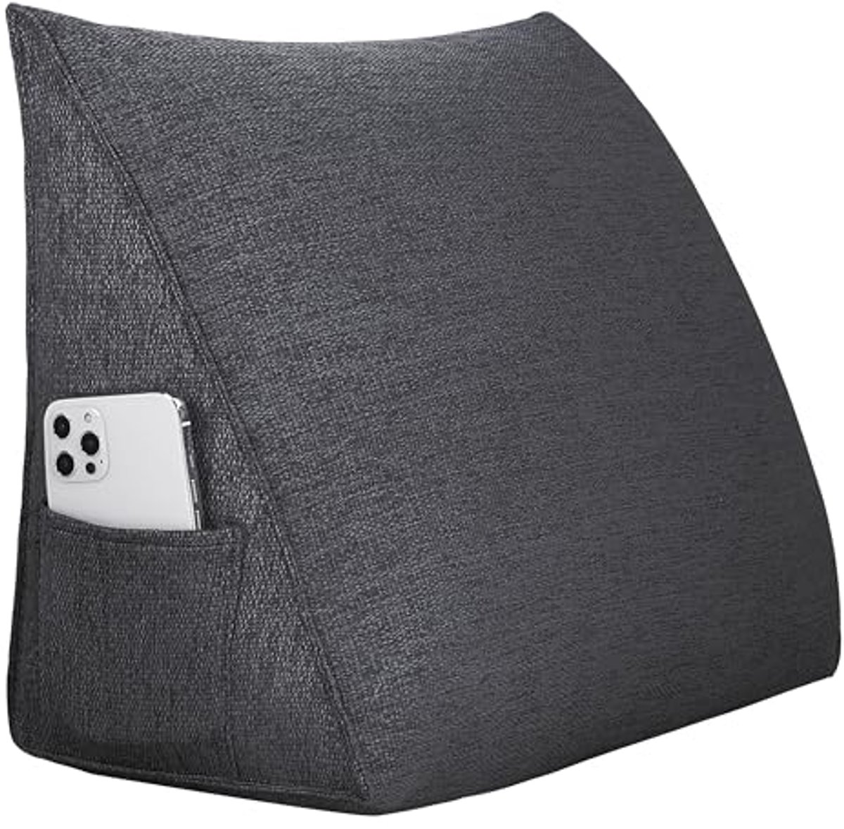 Driehoekig wigkussen - Ergonomisch rugkussen voor lezen en ontspannen, veelzijdig steunkussen voor bank en bed (ma-grijs, 45 x 20 x 35 cm)