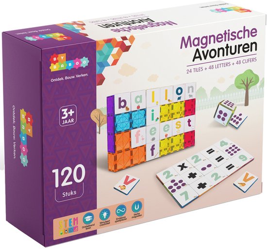 By Baboo® Magnetic Tiles - Letters & Cijfers - 120 Stuks - Magnetisch Speelgoed -... | bol