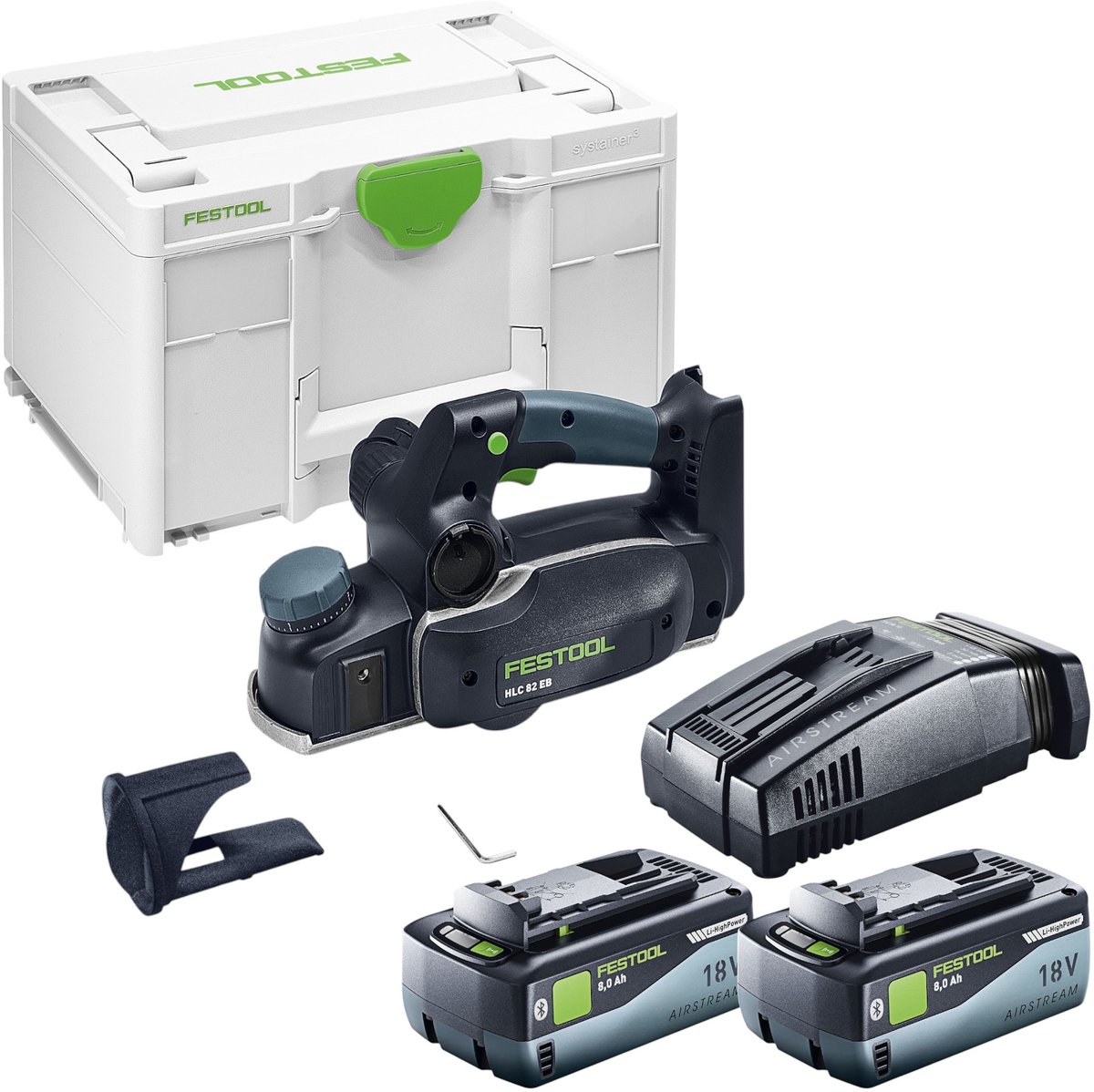 Festool HLC 82 EB-Basic accu-schaafmachine 18 V 82 mm borstelloos + 2x accu 8,0 Ah + oplader + Systainer