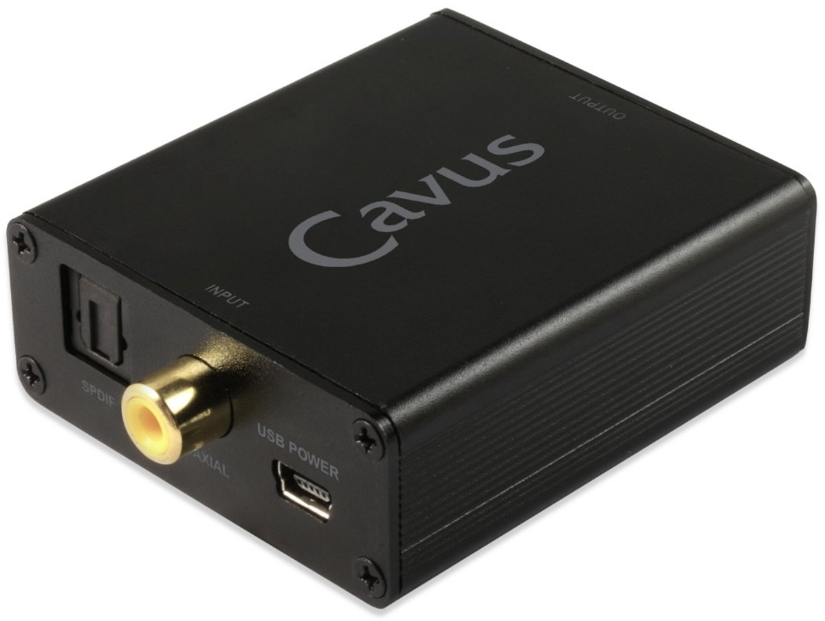 Cavus Digitaal naar Analoog Audio Converter – Toslink/Coaxiaal naar RCA & 3.5 mm Jack – 192kHz – Aluminium Behuizing