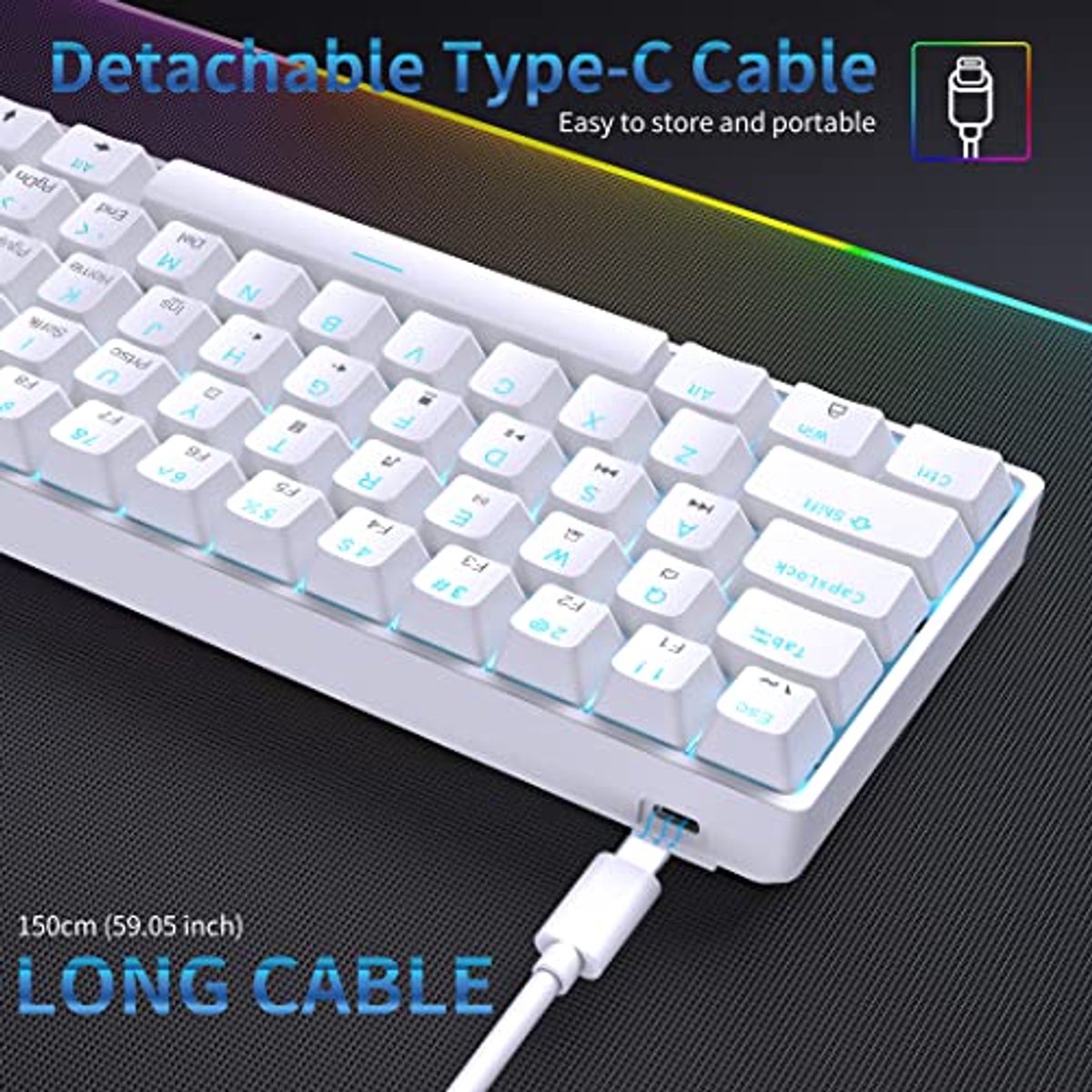 60% Mechanisch Toetsenbord met Tactiele Switch en Anti-Ghosting voor PC en Windows