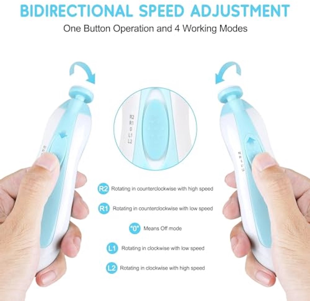 Veilige elektrische nageltrimmer voor baby's - 12-in-1 manicure set met nagelknipper en vijlen