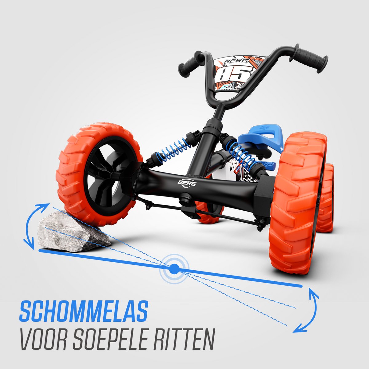 BERG Buzzy Nitro Skelter - 2+ jaar - Verstelbare Stoel - Veilige en Stabiele Wegligging - Blauw/Oranje — afbeelding 2