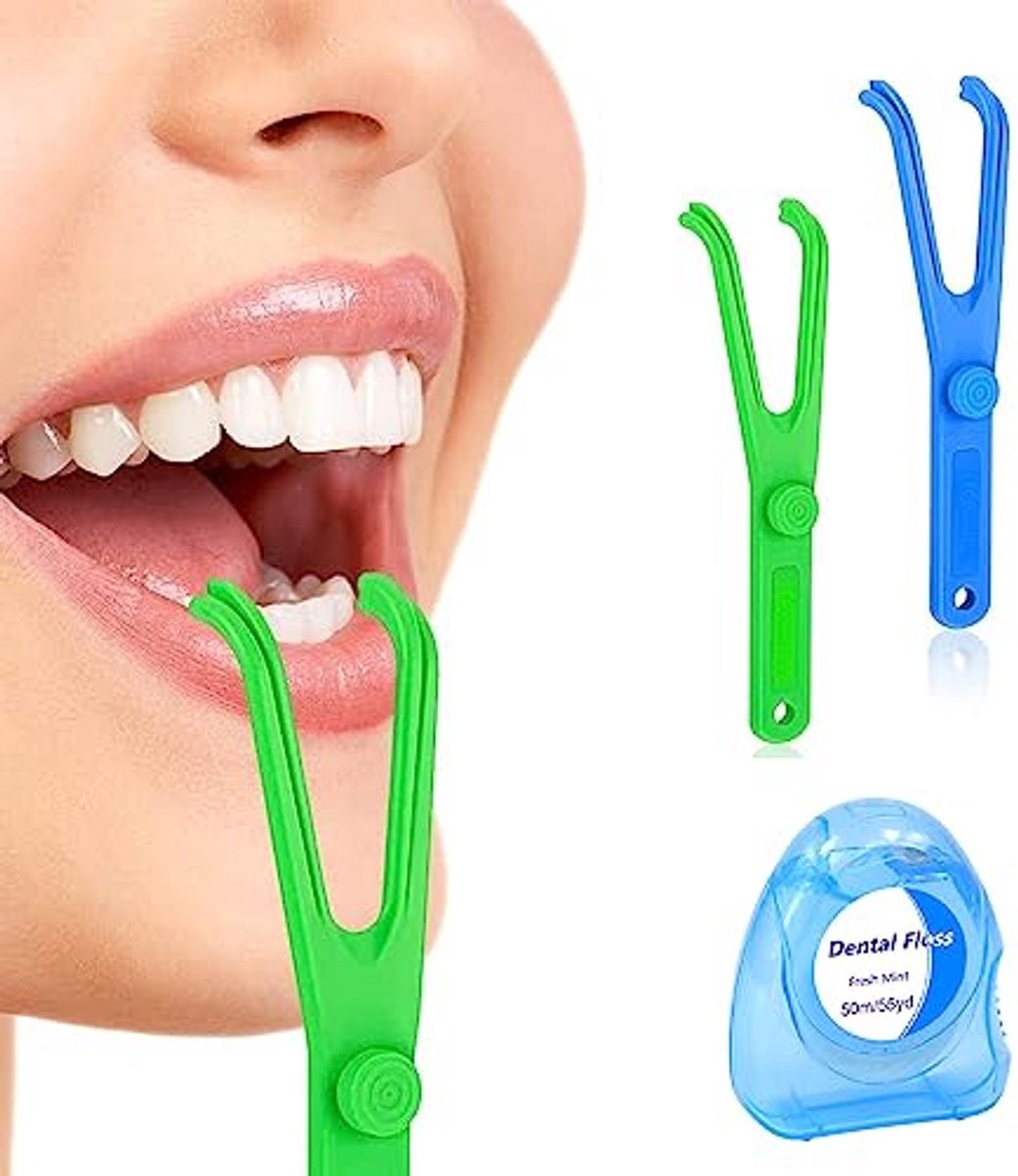 Flosshouder met Picks - Tandfloss Hulp voor Mondhygiëne - 2 Stuks - Ideaal voor Thuis en Reizen