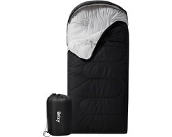 Brixy Mummy Slaapzak - 4 Seizoenen - Slaapzakken Volwassenen & Kinderen - 210 x 75 CM - Kamperen - Zwart
