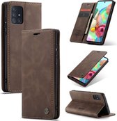 CASEME - Samsung Galaxy A71 Retro Wallet Case - Koffie