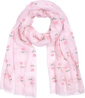 Melady Sjaal Dames Print MLSC0285P 70*180 cm - Roze Polyester Shawl DamesSjaal