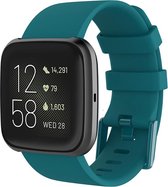 Shop4 - Fitbit Versa Lite Bandje - Small Siliconen Blauw Groen