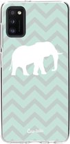Casetastic Samsung Galaxy A41 (2020) Hoesje - Softcover Hoesje met Design - Elephant Chevron Pattern Print