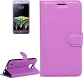 Voor LG X Cam Litchi Texture horizontale flip lederen tas met houder & kaartsleuven & portemonnee (paars)