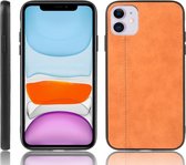 Voor iPhone 11 schokbestendig naaien koeienpatroon Skin PC + PU + TPU Case (oranje)