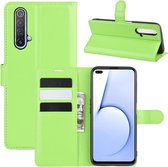 Voor OPPO Realme X50 5G Litchi Texture Horizontale Flip beschermhoes met houder & kaartsleuven & portemonnee (groen)