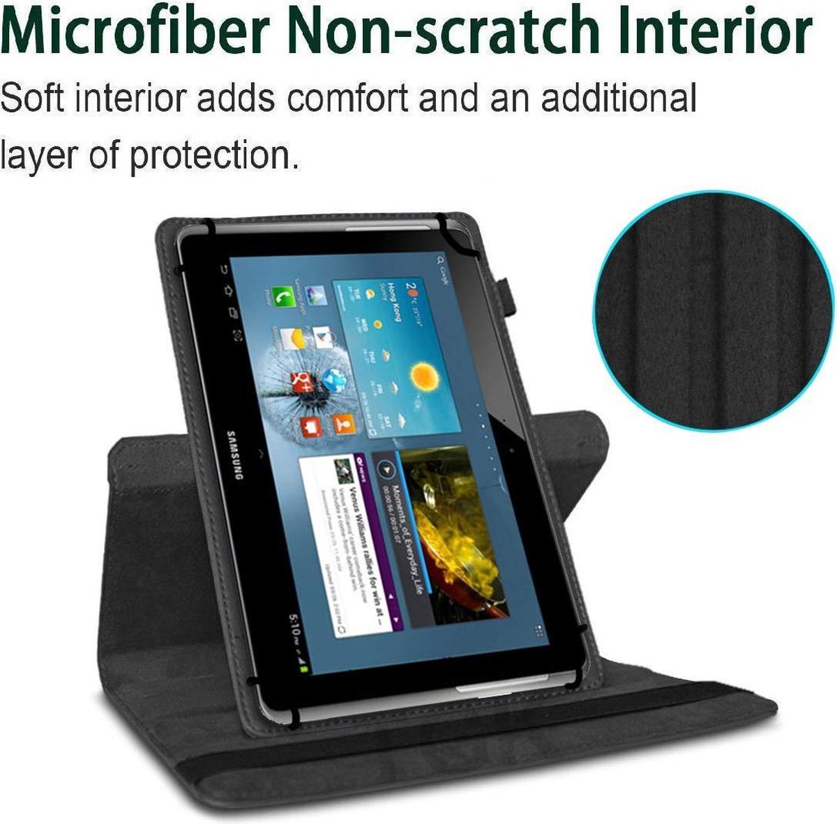 Universele Tablet Hoes voor 8 inch Tablet 360° draaibaar Zwart bol