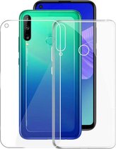 Huawei P40 Lite Hoesje - Soft TPU Siliconen Case & 2X Tempered Glas Combi - Transparant