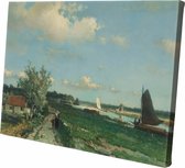 De Trekvliet bij Rijswijk, Bekend als 'gezicht bij de geestbrug' | Johan Hendrik Weissenbruch | 90Cm x 60CM | Canvas | Foto op canvas | Oude meesters      Canvasdoeken
