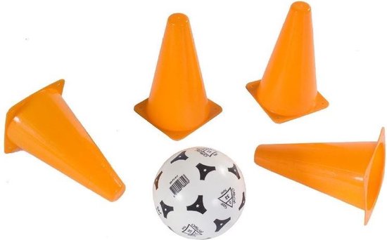 Voetbal set 2x Opvouwbare voetbaldoelen 50 cm - 1x voetbal - 4x pionnen 17,5 cm - Buitenspeelgoed - Dunlop