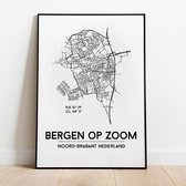 Bergen op zoom city poster, A4 zonder lijst, plattegrond poster, woonplaatsposter, woonposter