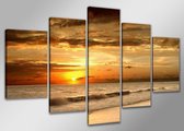 Peinture - Beau coucher de soleil, orange, 200X100cm, 5 panneaux
