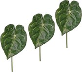 5x stuks kunst Anthurium bladgroen kunstplanten takken 67 cm