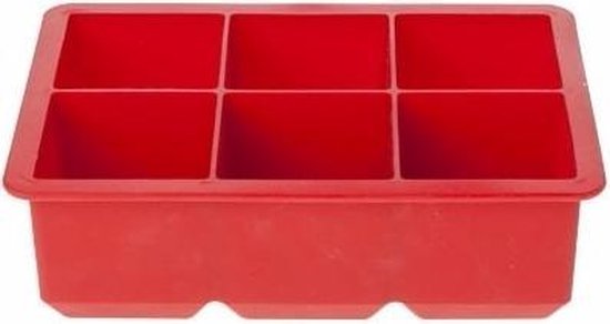 3x Grote kubus ijsklonten vormen 6 klontjes - Rode ijsblokjes tray - Cocktail... | bol.com
