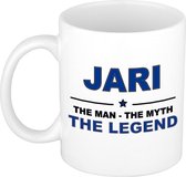 Naam cadeau Jari - The man, The myth the legend koffie mok / beker 300 ml - naam/namen mokken - Cadeau voor o.a verjaardag/ vaderdag/ pensioen/ geslaagd/ bedankt