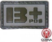 B+ POS blood type 3D PVC Military patch embleem black gray with velcro