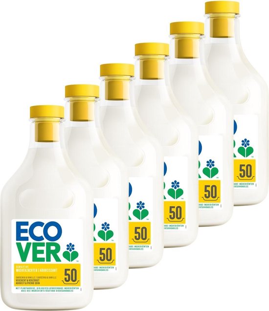 Ecover Wasverzachter Voordeelverpakking 6 x 1,5L - Verzacht & Verzorgt - Gardenia & Vanille Geur