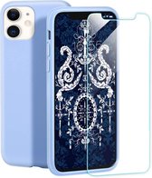 iPhone 11 Pro Max Hoesje Liquid licht blauw TPU Siliconen Soft Case + 2X Tempered Glass Screenprotector