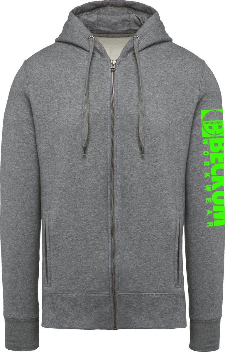 Beckum Workwear EBTR07 Hooded zip sweater met logo Heather Grey XXL
